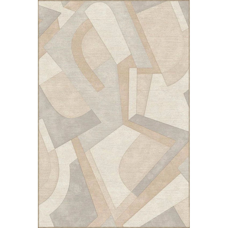 Tapis lavable crème à motifs géométriques doux, Rectangle 2 pi 4 po x 4 pi