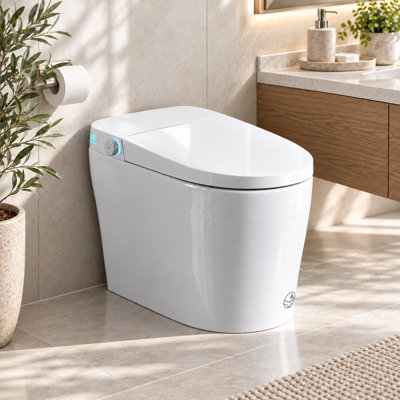 White One-Piece Tankless Smart Toilet with Bidet, Auto Flush, Heated Seat, Warm Air Dryer and Remote Control