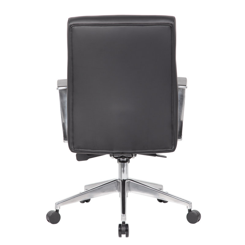 Black Vinyl Executive Swivel Conference Chair with Metal Base