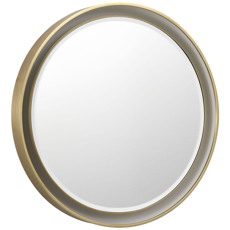 Tricia Illuminated Round Mirror, 24" x 24", Hand-Rubbed Antique Brass