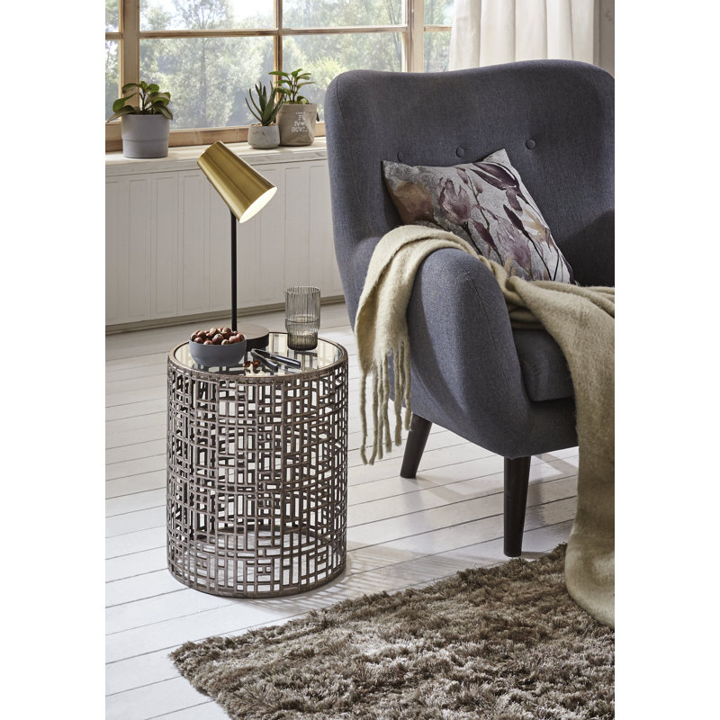 Mercy Glass Top Drum End Table