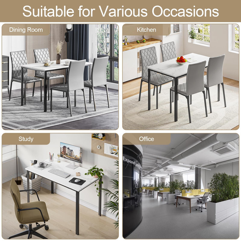 Dining Set, White, Grey
