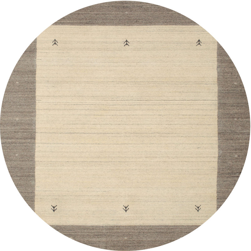 Tapis contemporain beige / brun, Rond 8 pi