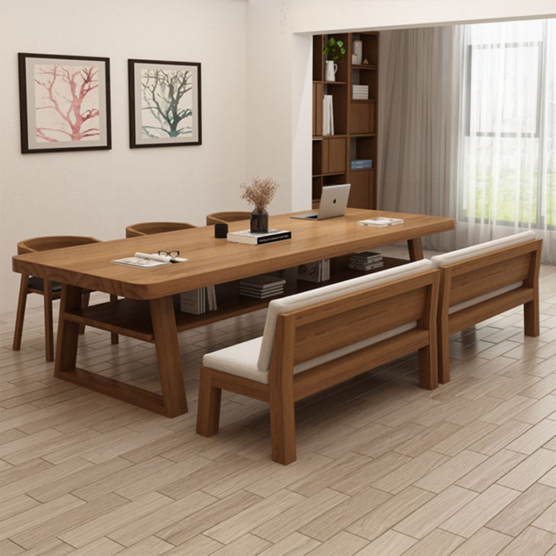 Bureau rectangulaire en bois massif noyer, H 29,53 po x l 62,99 po x P 27,56 po
