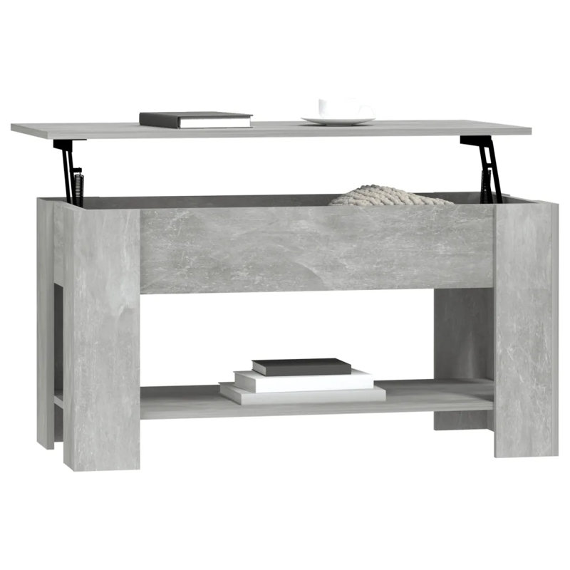Husna Lift Top Four Leg Coffee Table with Storage, Light Grey