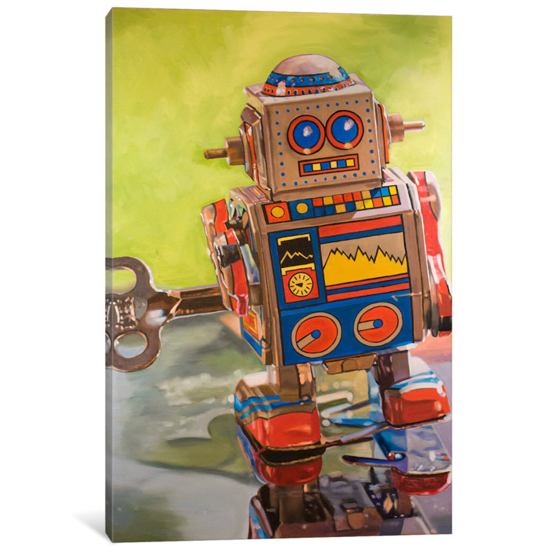 « mini robot », peinture sur toile tendue, H 26 po x l 18 po x P 1,5 po