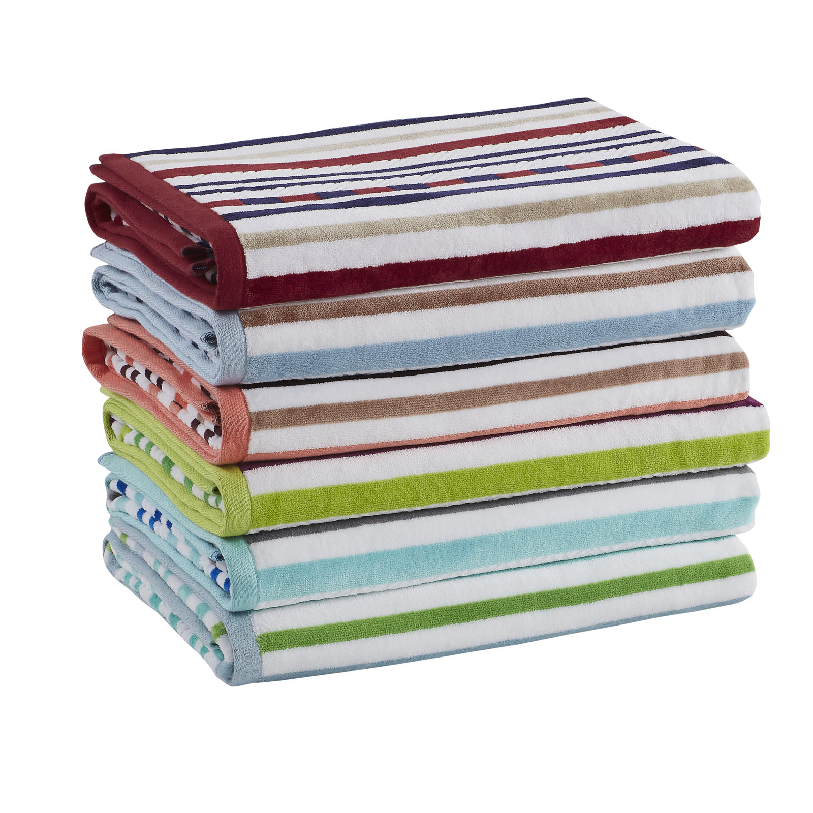 Gilus Striped Textured Cotton Beach Towel, Pear