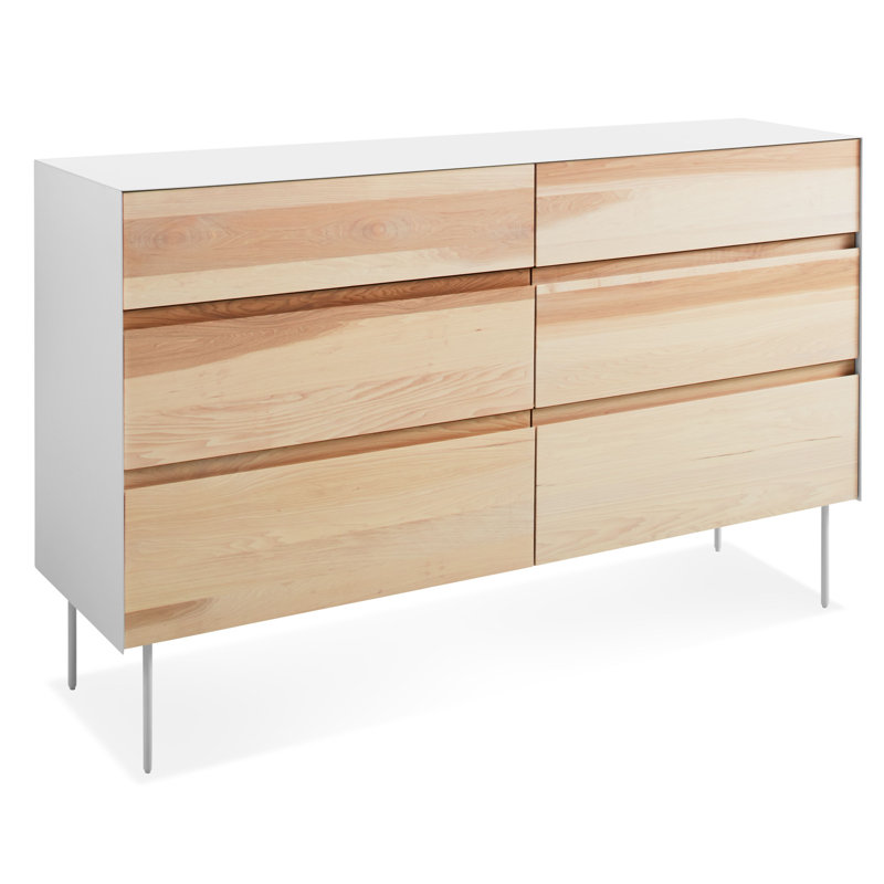 Clad 6 - Drawer Dresser, White/Hickory