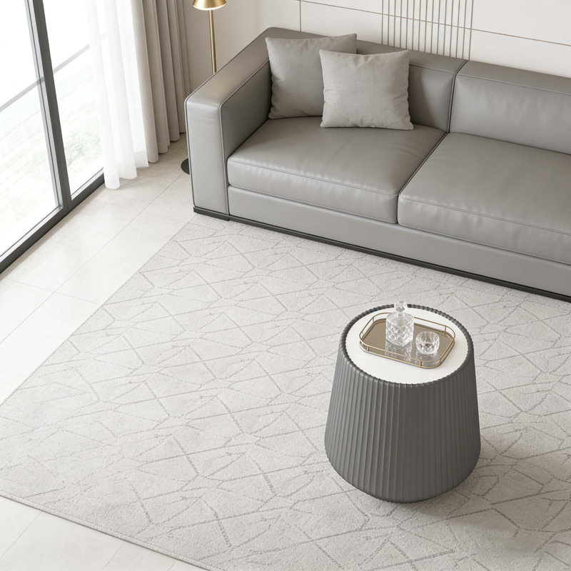 Table basse en cuir fritté clair, H 20,47 po x L 19,68 po x l 19,68 po, Gris