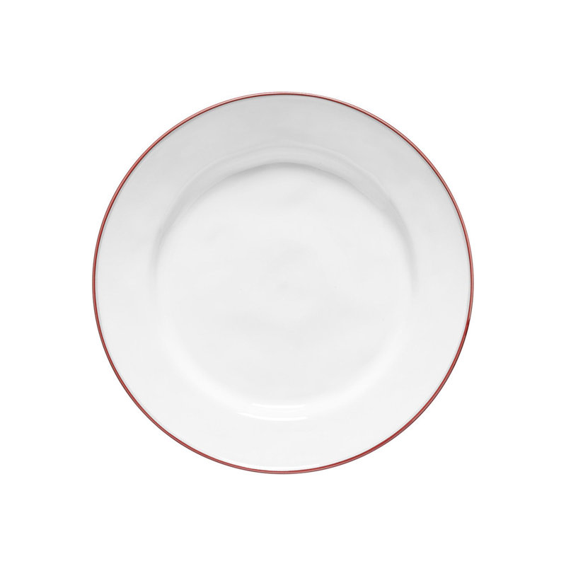 Beja Stoneware Dinner Plate, White/Red