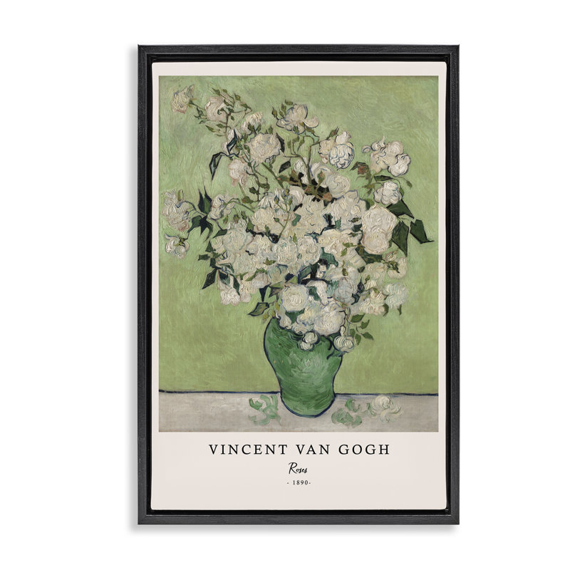 Cadre flottant Classic Roses Van Gogh, design par Vintage Hustle, H 25 po x l 17 po, Cadre flottant noir de jais