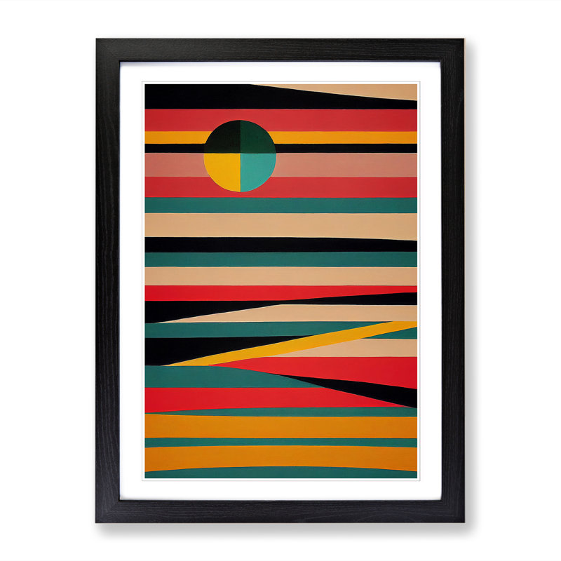 Sunset Abstract Stripes - Picture Frame Print, Black, 64cm H x 25cm W x 2cm D