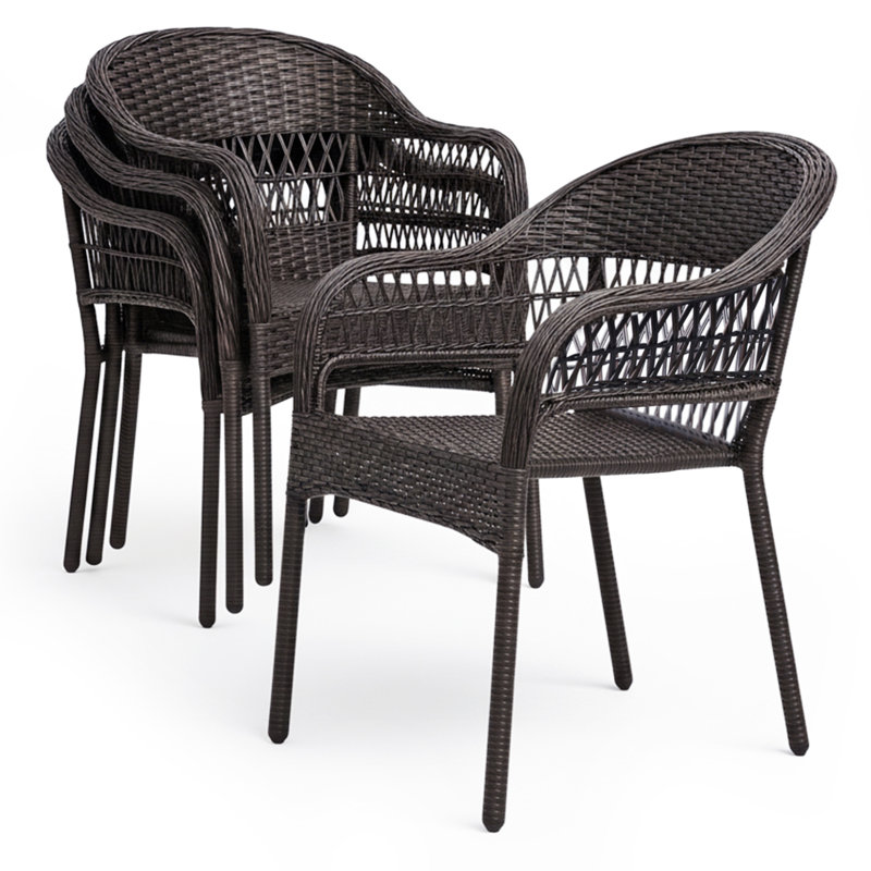 Ensemble de chaises bistro empilables Arro, moka et osier, pour l'intérieur et l'extérieur
