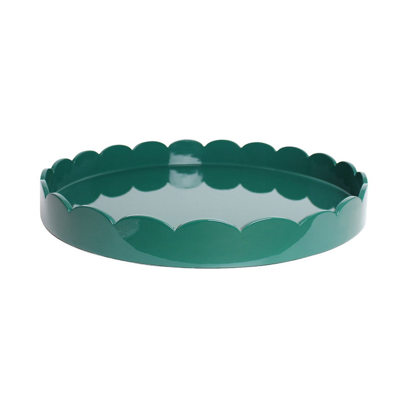 Plateau rond festonné, H 20 po x l 20 po x P 2 po, Vert foncé