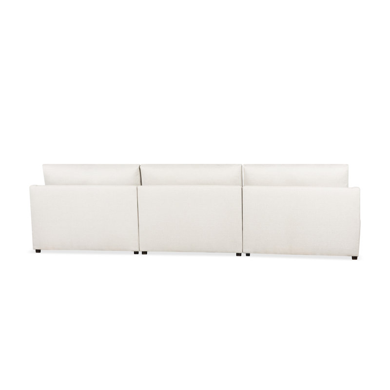 Essex 4 - Piece Upholstered Modular Sectional, Macarena Light Gray Basketweave Fabric