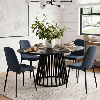 Ensemble de table de salle à manger pour 4 personnes avec table ovale extensible et 4 chaises de salle à manger rembourrées en chenille