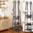 Industrial Style Freestanding Coat Rack: Hall Tree with Storage Shelves, Metal Basket & 8 Hooks-1594119825