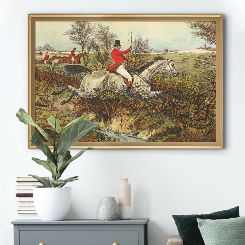 «The English Hunt I», reproduction d'art graphique sur toile, Doré, H 22,5 po x l 30,5 po x P 1,5 po