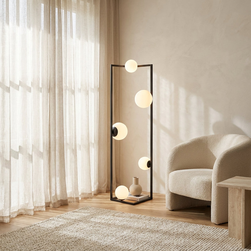 Haven Black Multi-Light Candelabra Floor Lamp