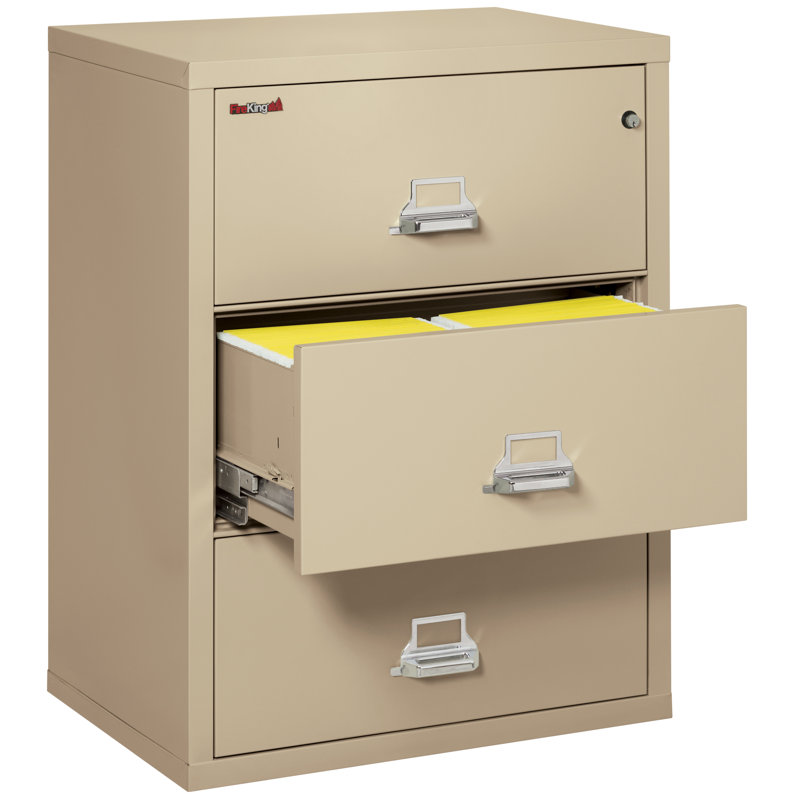 Fireproof 3 - Drawer File Cabinet, Parchment, Key Lock