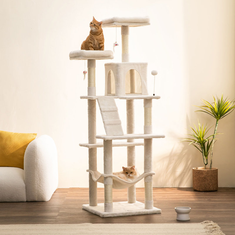 Amarina Cat Tree, Beige, 70.1" H x 21.7" W x 21.7" D