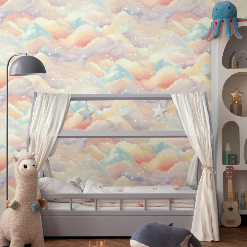 Dreamland 10.05m x 53cm Glitter Wallpaper Roll, Pink Blue