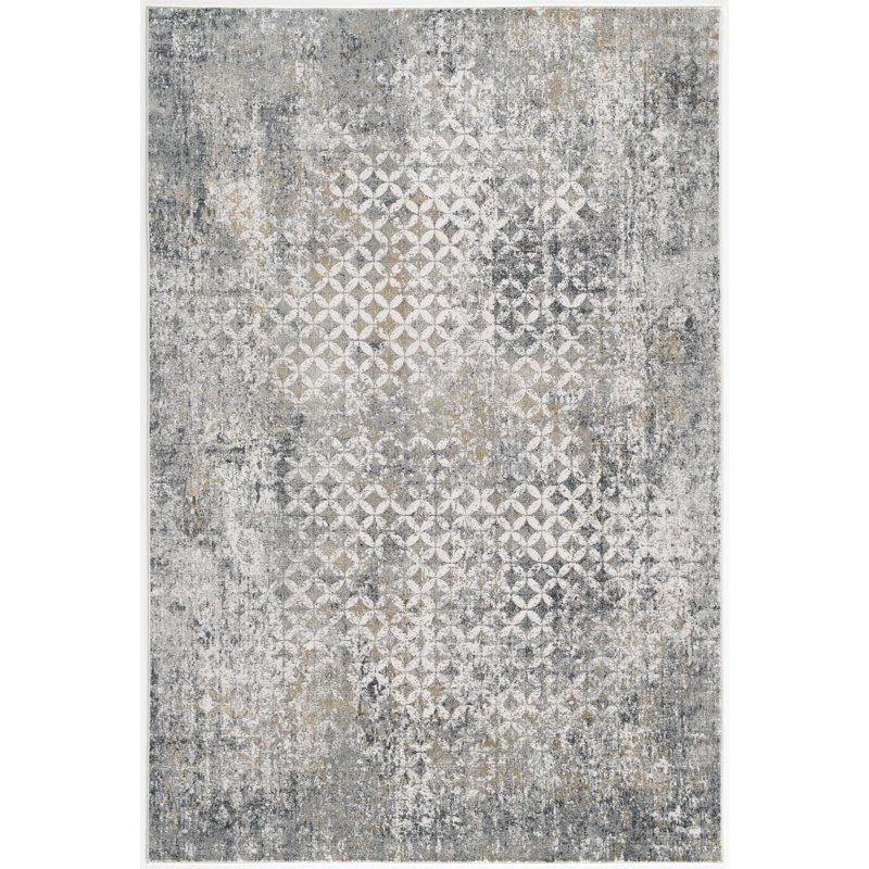 Tapis gris/crème à tisser électrique Gingerich, Rectangle 5 pi 3 po x 7 pi 6 po