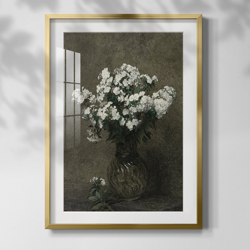 Imprimé floral rétro CCXC - impression encadrée, Or
