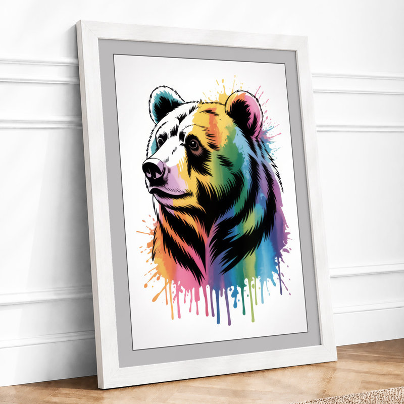 Chromatic Bear Modern - Framed Print, A3 - 42.0 x 29.7 cm, White