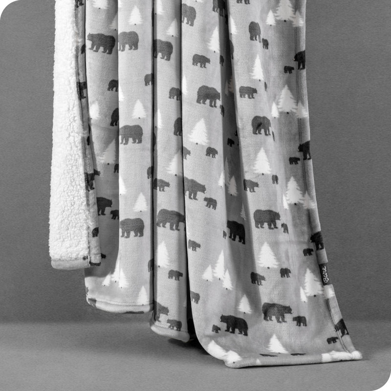 Couverture en sherpa imprimé Bare Home - chaude et légère - couverture moelleuse - réversible, Simple / simple TG, Kodiak