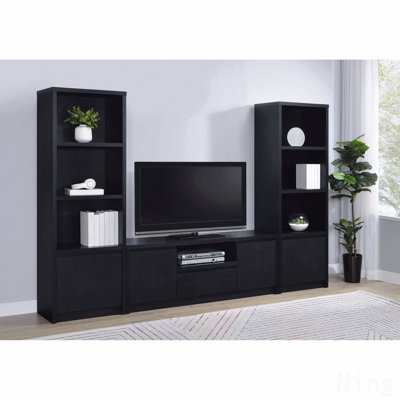 Black 3-Piece Entertainment Center, 3-Piece Metal Frame Media Set For Home Entertainment