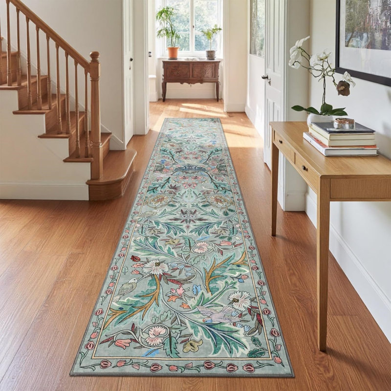 Floral Machine Tufted 60cm X 300cm Area Rug