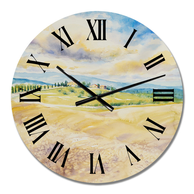 Horloge murale rustique, paysage italien rustique, Petit