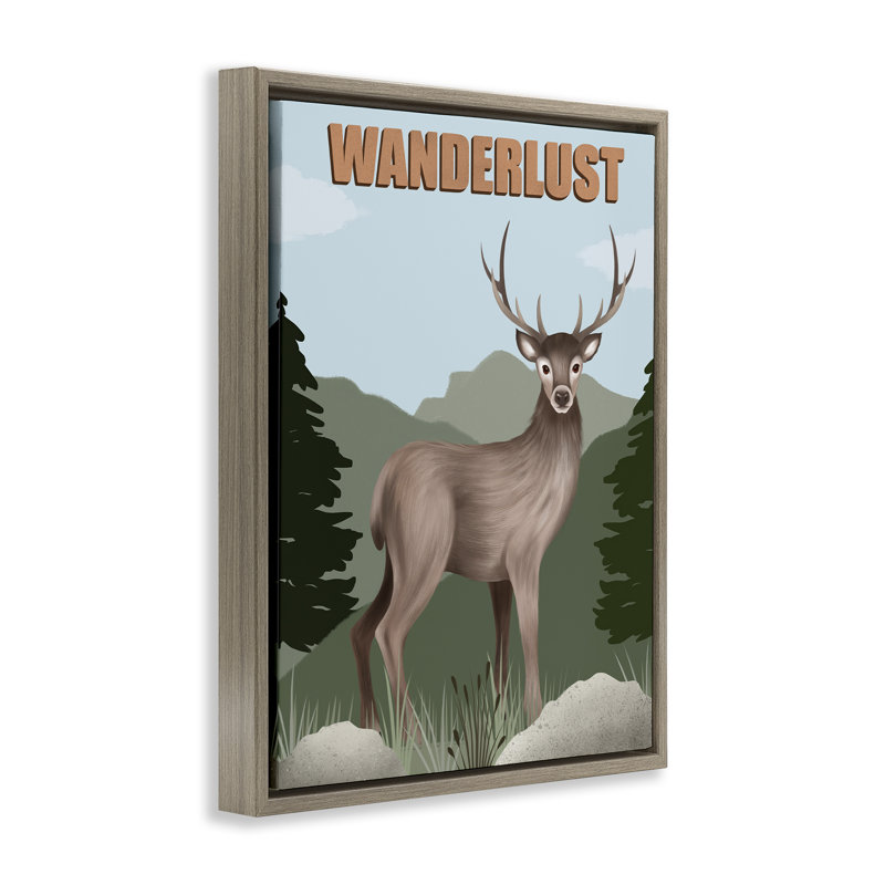 «Wanderlust Nature & Deer» par Jo Taylor, H 31 po x l 25 po, Cadre flottant orme Montalcino