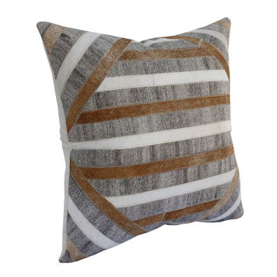 Textured Striped Faux Leather Throw Pillow