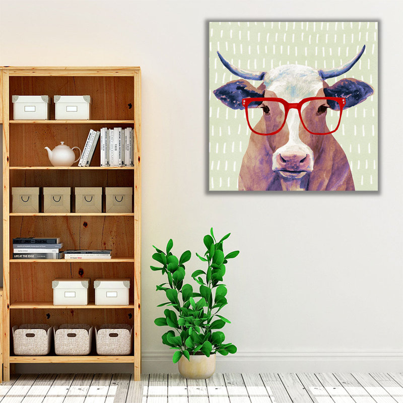 Bespectacled Bovine I - Canvas Print Wall Art, 20" H x 20" W