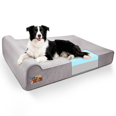  XXL Orthopedic Memory Foam Dog Bed 35D 46 inch, Extra Large Dog Sofa for Senior Dogs up to 100 lbs, Water Resistant & Washable Cover with Liner, Grey