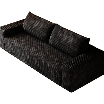 71 po 3 po, tissu de coton noir, rembourrage en mousse haute densité, 2 sièges, style moderne, pour la détente dans la chambre à coucher, sans assemblage, siège en velours côtelé large et confortable, idéal pour les espaces multiples comme le salon