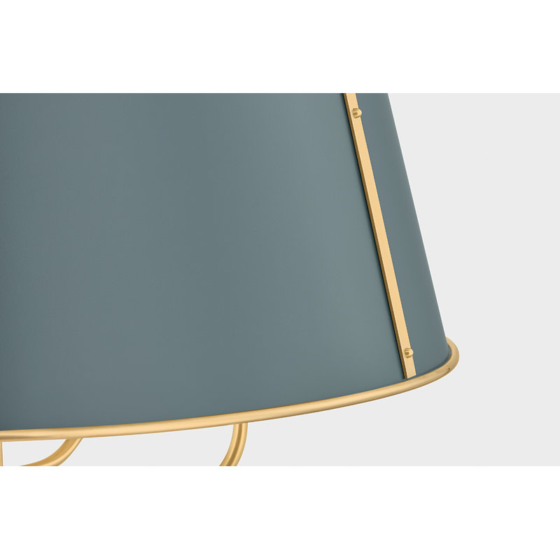 Cambridge Chandelier in Aged Brass/Soft Crimson by Mark D. Sikes, 23" H x 28.5" W x 28.5" D, Antique Brass/Green, 6 Lights