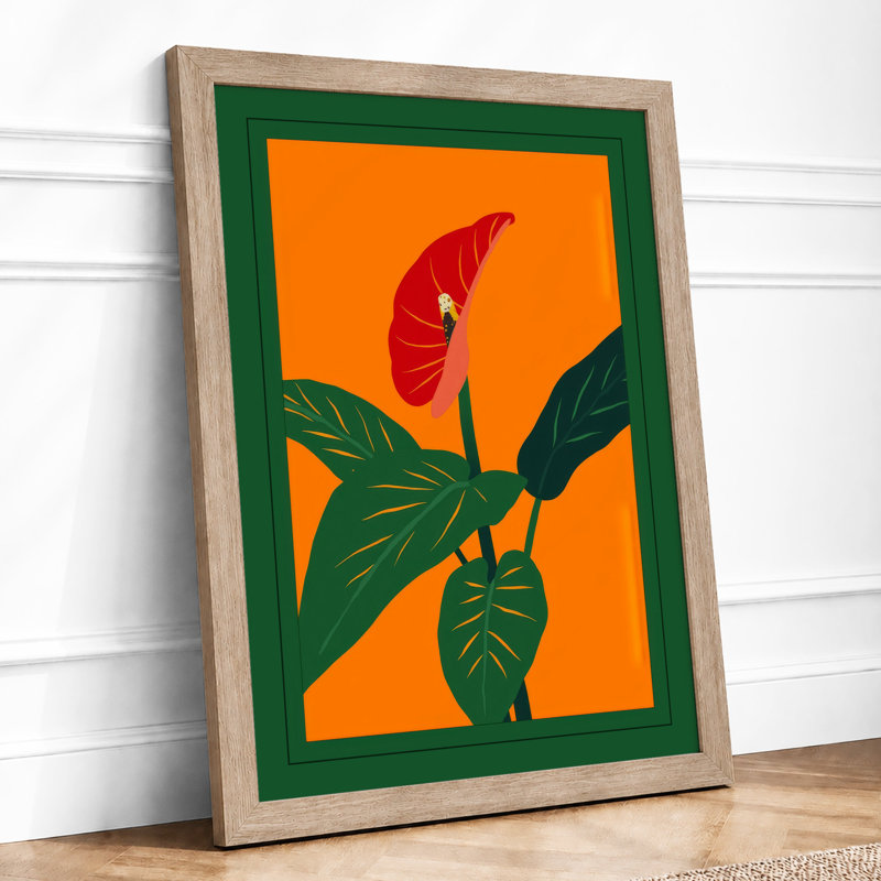 Crimson Bloom Rise Botanical - Print, A1 - 84.1 x 59.4 cm, Oak