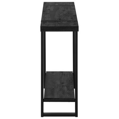 Accent Table For Entryway In Black - Contemporary Style With Metal Legs, Fixed Shelf Storage, Living Room & Bedroom Modern Console Style, Thick Tabletop Shelf,