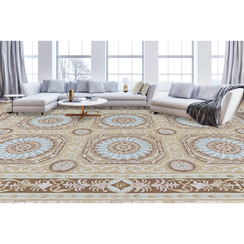 Hand-Knotted High-Quality Gold and Brown Area Rug