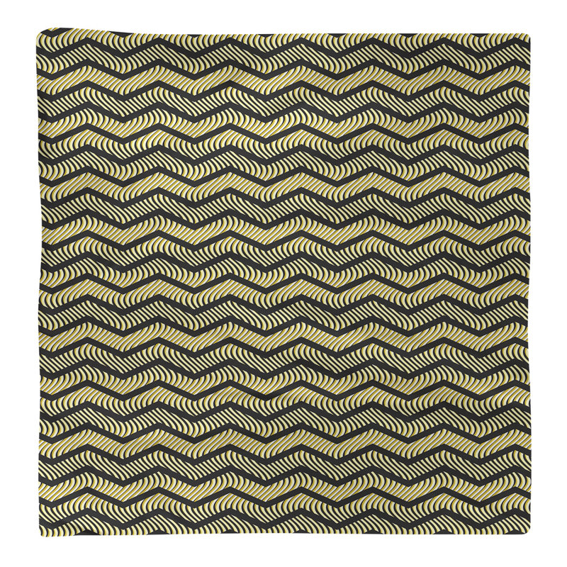 Serviette en coton à chevrons ondulés Stephenie, Noir et jaune, 22 po x 22 po