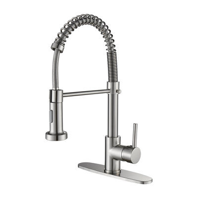 Robinet de cuisine rétractable à poignée simple avec plaque de pont
