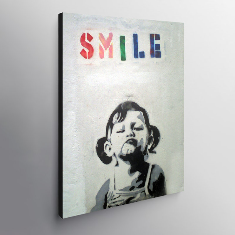 Smile Girl by Banksy - Wrapped Canvas Print, 61cm H x 41cm W x 4cm D