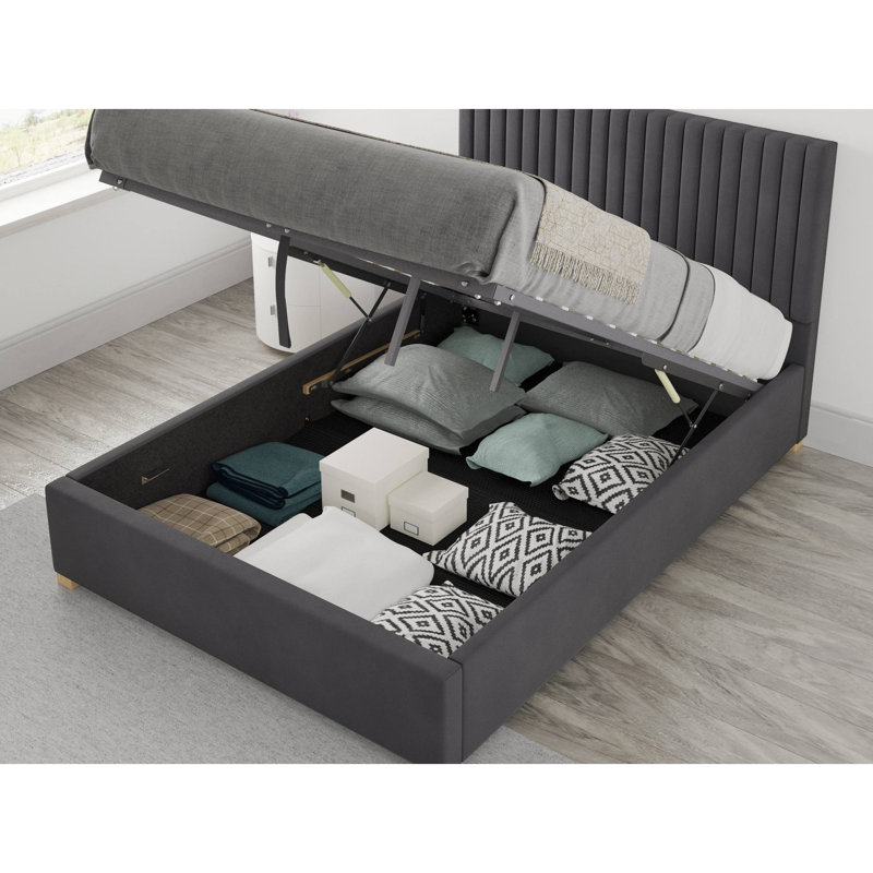 Chevy Upholstered Ottoman Storage Bed, Small Double (4'), Steel
