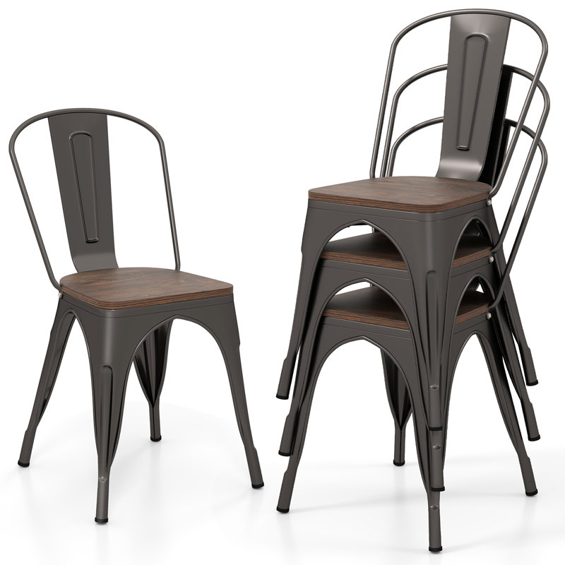 Metal Side Chair in Brown