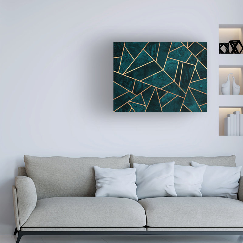 Art sur toile bleu turquoise, Elisabeth Fredriksson, H 14 po x l 19 po