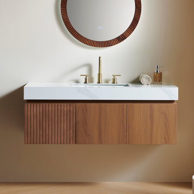 Meuble-lavabo flottant 48 po avec comptoir en pierre frittée Muri
