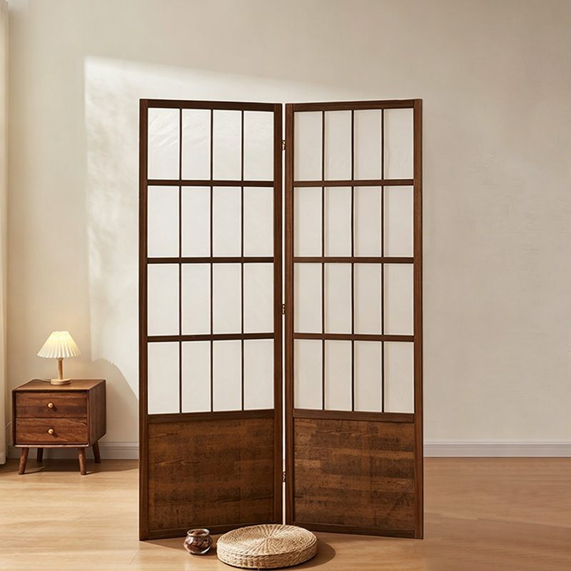 Paravent japonais en bois massif Zen, 70.87" H x 70.87" W x 0.79" D
